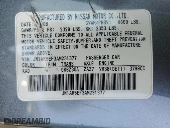 ✅ 2010 Nissan GT-R Premium • VIN: JN1AR5EF3AM231377 • Лот: 58416904. Опубликован ранее на Copart с пробегом 55 879 миль. Бесплатный доступ к архиву аукционных продаж из США и подробный отчёт об истории автомобиля на DreamBid. Изображение 12.