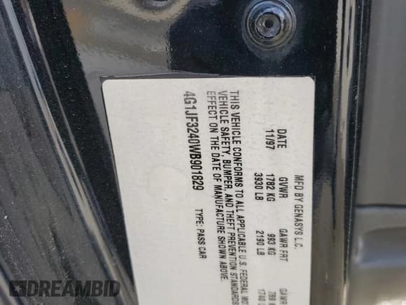 ✅ 1998 Pontiac Sunfire • VIN: 4G2JB32T1WB201350 • Lot: 53074805. Listed on Copart with 128,486 mi. Free auction sales archive from the USA and detailed vehicle history report at DreamBid. Image 12.