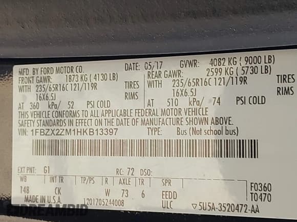 ✅ 2017 Ford Transit XL • VIN: 1FBZX2ZM1HKB13397 • Lot: 41647229. Wystawiony na IAAI z przebiegiem 74 549 mil. Bezpłatny archiwum sprzedaży aukcyjnych z USA i szczegółowy raport historii pojazdu na DreamBid. Zdjęcie 9.