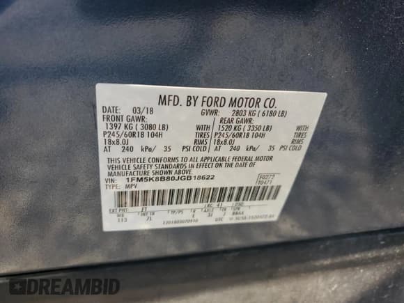 ✅ 2018 Ford Explorer • VIN: 1FM5K8B80JGB18622 • Лот: 69605665. Опубликован ранее на Copart с пробегом 136 716 миль. Бесплатный доступ к архиву аукционных продаж из США и подробный отчёт об истории автомобиля на DreamBid. Изображение 14.