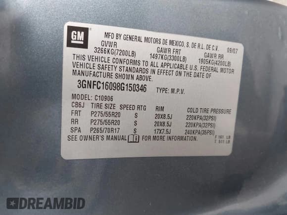 ✅ 2008 Chevrolet Suburban 3LT • VIN: 3GNFC16098G150346 • Lot: 41523328. Listed on IAAI with 228,908 mi. Free auction sales archive from the USA and detailed vehicle history report at DreamBid. Image 9.