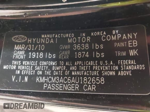 ✅ 2010 Hyundai Accent GS • VIN: KMHCM3AC6AU182658 • Лот: 42397436. Опубликован ранее на IAAI с пробегом 103 128 миль. Бесплатный доступ к архиву аукционных продаж из США и подробный отчёт об истории автомобиля на DreamBid. Изображение 9.