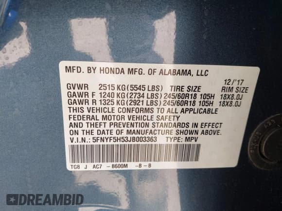 ✅ 2018 Honda Pilot EX-L • VIN: 5FNYF5H53JB003363 • Лот: 42776133. Опубликован ранее на IAAI с пробегом 89 446 миль. Бесплатный доступ к архиву аукционных продаж из США и подробный отчёт об истории автомобиля на DreamBid. Изображение 9.