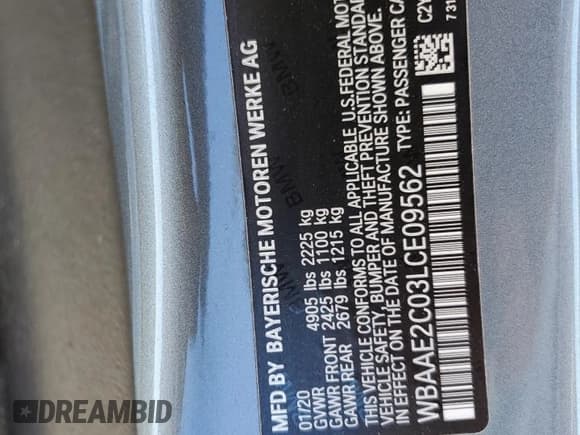 ✅ 2020 BMW 8 Series 840i • VIN: WBAAE2C03LCE09562 • Lot: 70054785. Wystawiony na Copart z przebiegiem Nie podano. Bezpłatny archiwum sprzedaży aukcyjnych z USA i szczegółowy raport historii pojazdu na DreamBid. Zdjęcie 12.