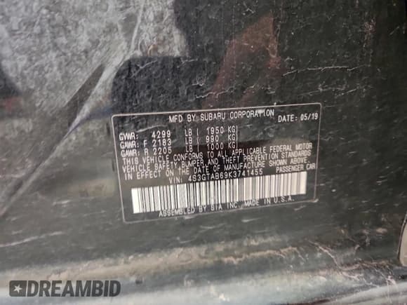 ✅ 2019 Subaru Impreza • VIN: 4S3GTAB69K3741455 • Лот: 96794185. Опубликован ранее на Copart с пробегом 89 664 миль. Бесплатный доступ к архиву аукционных продаж из США и подробный отчёт об истории автомобиля на DreamBid. Изображение 12.