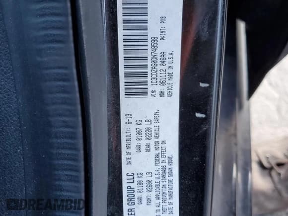 ✅ 2013 Dodge Avenger SE V6 • VIN: 1C3CDZAG0DN748598 • Лот: 44355094. Опубликован ранее на Copart с пробегом 172 723 миль. Бесплатный доступ к архиву аукционных продаж из США и подробный отчёт об истории автомобиля на DreamBid. Изображение 13.