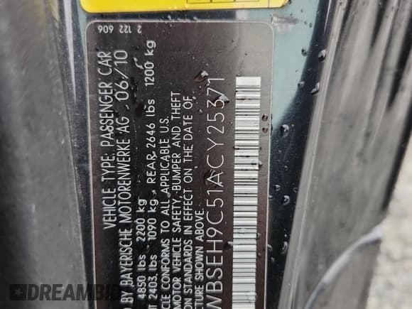 ✅ 2010 BMW M6 • VIN: WBSEH9C51ACY25371 • Лот: 67416205. Опубликован ранее на Copart с пробегом 90 907 миль. Бесплатный доступ к архиву аукционных продаж из США и подробный отчёт об истории автомобиля на DreamBid. Изображение 12.