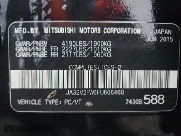 ✅ 2015 Mitsubishi Lancer SE • VIN: JA32V2FW3FU606460 • Lot: 91894635. Wystawiony na Copart z przebiegiem 119 486 mil. Bezpłatny archiwum sprzedaży aukcyjnych z USA i szczegółowy raport historii pojazdu na DreamBid. Zdjęcie 12.