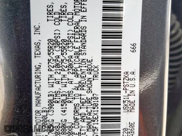 ✅ 2014 Toyota Tundra 1794 Edition • VIN: 5TFGY5F15EX150107 • Лот: 64327395. Опубликован ранее на Copart с пробегом 176 241 миль. Бесплатный доступ к архиву аукционных продаж из США и подробный отчёт об истории автомобиля на DreamBid. Изображение 12.