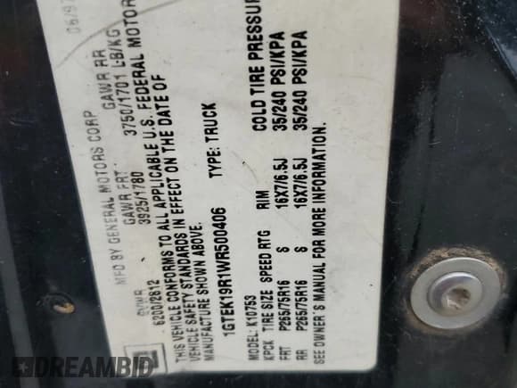 ✅ 1998 GMC Sierra 1500 • VIN: 1GTEK19R1WR500406 • Лот: 59254225. Опубликован ранее на Copart с пробегом 271 184 миль. Бесплатный доступ к архиву аукционных продаж из США и подробный отчёт об истории автомобиля на DreamBid. Изображение 12.