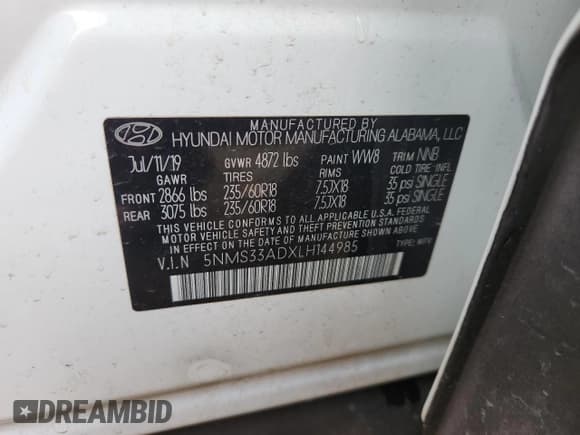 ✅ 2020 Hyundai Santa Fe SEL • VIN: 5NMS33ADXLH144985 • Лот: 81718315. Опубликован ранее на Copart с пробегом 79 819 миль. Бесплатный доступ к архиву аукционных продаж из США и подробный отчёт об истории автомобиля на DreamBid. Изображение 13.