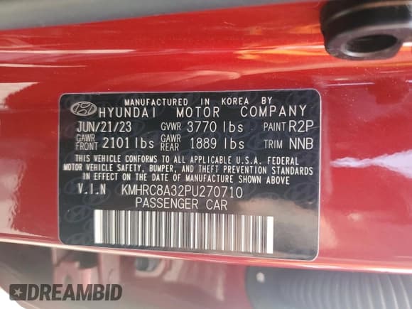 ✅ 2023 Hyundai Venue SEL • VIN: KMHRC8A32PU270710 • Lot: 54588685. Listed on Copart with 20,491 mi. Free auction sales archive from the USA and detailed vehicle history report at DreamBid. Image 13.