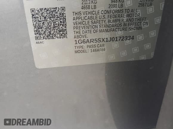 ✅ 2018 Cadillac CTS Luxury RWD • VIN: 1G6AR5SX1J0172334 • Lot: 69830315. Listed on Copart with 87,958 mi. Free auction sales archive from the USA and detailed vehicle history report at DreamBid. Image 12.