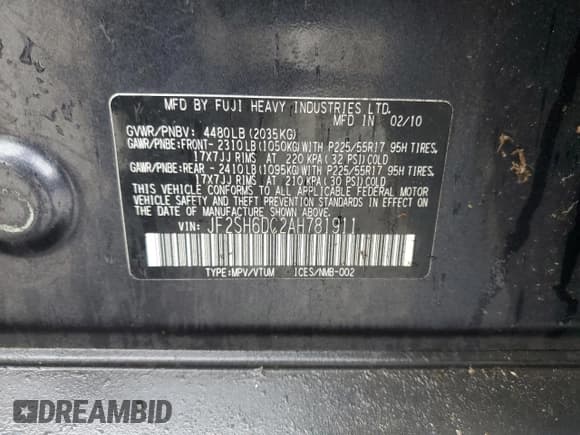 ✅ 2010 Subaru Forester X Limited • VIN: JF2SH6DC2AH781911 • Лот: 93315685. Опубликован ранее на Copart с пробегом 8 489 миль. Бесплатный доступ к архиву аукционных продаж из США и подробный отчёт об истории автомобиля на DreamBid. Изображение 13.