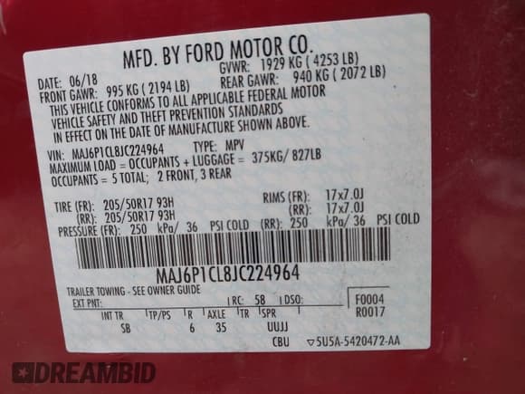 ✅ 2018 Ford EcoSport SES • VIN: MAJ6P1CL8JC224964 • Lot: 43472612. Wystawiony na IAAI z przebiegiem 153 689 mil. Bezpłatny archiwum sprzedaży aukcyjnych z USA i szczegółowy raport historii pojazdu na DreamBid. Zdjęcie 9.