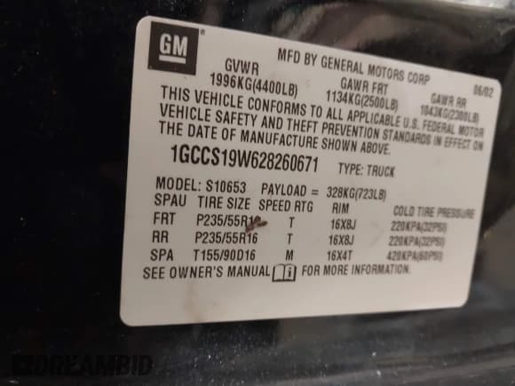 ✅ 2002 Chevrolet S-10 LS • VIN: 1GCCS19W628260671 • Лот: 41555365. Опубликован ранее на IAAI с пробегом 160 464 миль. Бесплатный доступ к архиву аукционных продаж из США и подробный отчёт об истории автомобиля на DreamBid. Изображение 9.