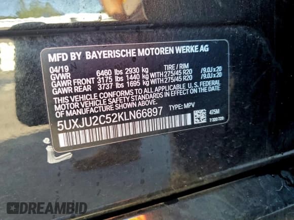 ✅ 2019 BMW X5 xDrive50i • VIN: 5UXJU2C52KLN66897 • Lot: 95786095. Wystawiony na Copart z przebiegiem 90 242 mil. Bezpłatny archiwum sprzedaży aukcyjnych z USA i szczegółowy raport historii pojazdu na DreamBid. Zdjęcie 13.