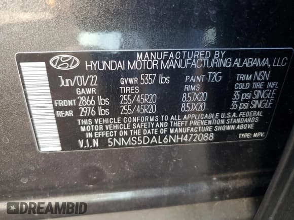 ✅ 2022 Hyundai Santa Fe Calligraphy • VIN: 5NMS5DAL6NH472088 • Lot: 58846614. Wystawiony na Copart z przebiegiem 10 165 mil. Bezpłatny archiwum sprzedaży aukcyjnych z USA i szczegółowy raport historii pojazdu na DreamBid. Zdjęcie 14.