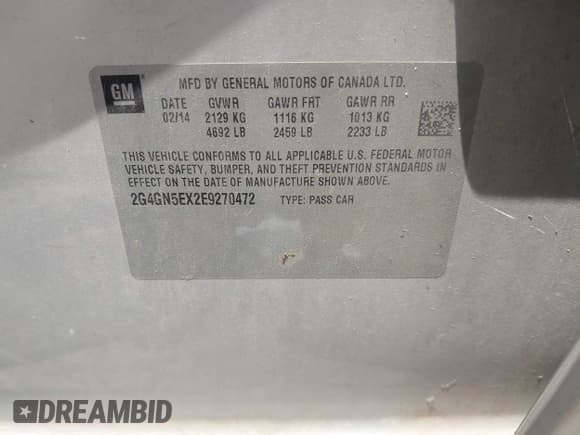 ✅ 2014 Buick Regal Premium I • VIN: 2G4GN5EX2E9270472 • Lot: 42591013. Listed on IAAI with Not provided. Free auction sales archive from the USA and detailed vehicle history report at DreamBid. Image 9.