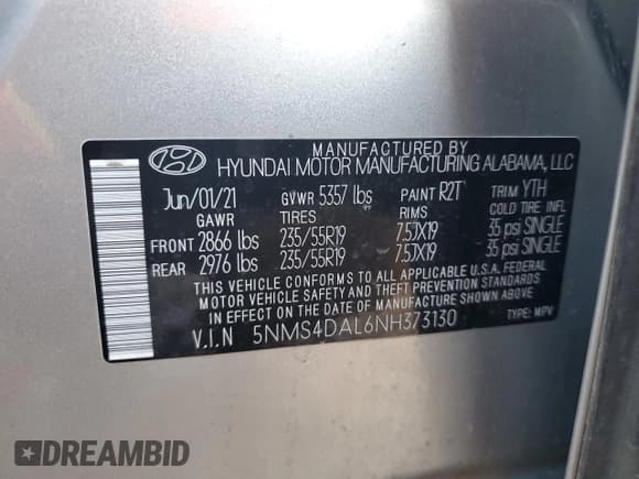 ✅ 2022 Hyundai Santa Fe Limited • VIN: 5NMS4DAL6NH373130 • Lot: 49409674. Wystawiony na Copart z przebiegiem 45 795 mil. Bezpłatny archiwum sprzedaży aukcyjnych z USA i szczegółowy raport historii pojazdu na DreamBid. Zdjęcie 12.