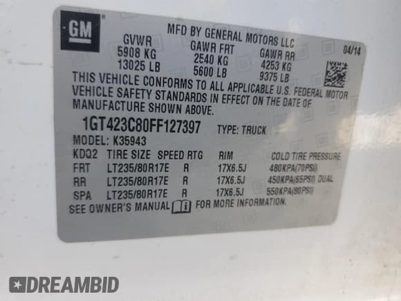 ✅ 2015 GMC Sierra 3500HD SLT • VIN: 1GT423C80FF127397 • Лот: 65933355. Опубликован ранее на Copart с пробегом Не указан. Бесплатный доступ к архиву аукционных продаж из США и подробный отчёт об истории автомобиля на DreamBid. Изображение 12.