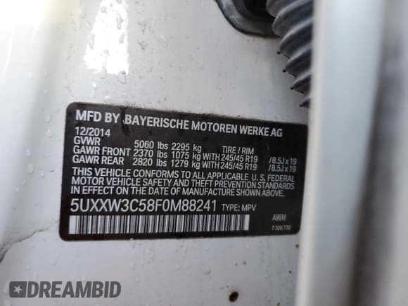 ✅ 2015 BMW X4 xDrive28i • VIN: 5UXXW3C58F0M88241 • Lot: 66591742. Wystawiony na Copart z przebiegiem 95 658 mil. Bezpłatny archiwum sprzedaży aukcyjnych z USA i szczegółowy raport historii pojazdu na DreamBid. Zdjęcie 10.