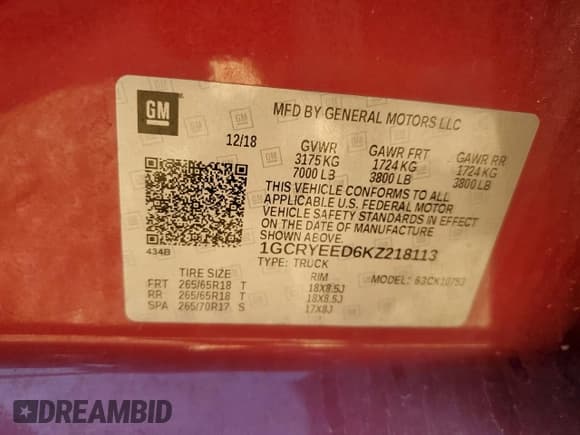 ✅ 2019 Chevrolet Silverado 1500 RST • VIN: 1GCRYEED6KZ218113 • Lot: 71263365. Listed on Copart with 86,946 mi. Free auction sales archive from the USA and detailed vehicle history report at DreamBid. Image 12.