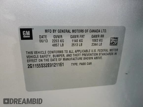 ✅ 2014 Chevrolet Impala LTZ • VIN: 2G1155S32E9121161 • Lot: 65120684. Listed on Copart with 103,637 mi. Free auction sales archive from the USA and detailed vehicle history report at DreamBid. Image 13.