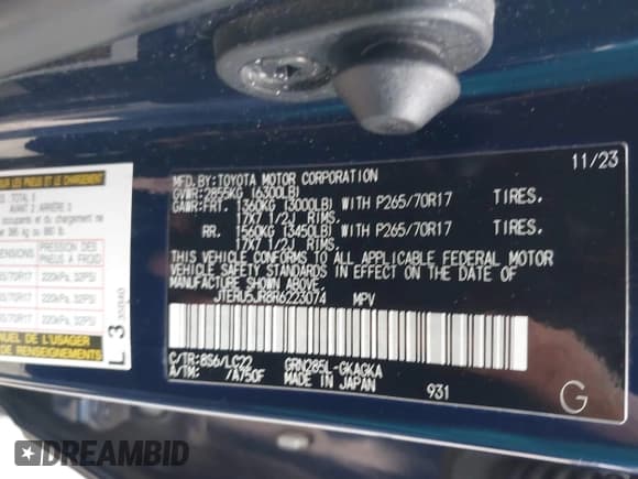 ✅ 2024 Toyota 4Runner TRD Off Road Premium • VIN: JTERU5JR8R6223074 • Lot: 42712130. Listed on IAAI with 48,253 mi. Free auction sales archive from the USA and detailed vehicle history report at DreamBid. Image 9.