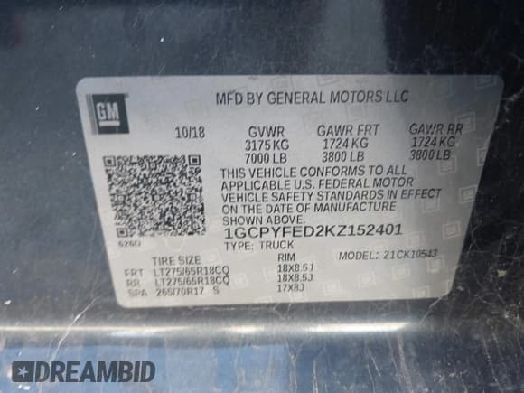 ✅ 2019 Chevrolet Silverado 1500 LT Trail Boss • VIN: 1GCPYFED2KZ152401 • Lot: 42211371. Wystawiony na IAAI z przebiegiem 106 796 mil. Bezpłatny archiwum sprzedaży aukcyjnych z USA i szczegółowy raport historii pojazdu na DreamBid. Zdjęcie 9.