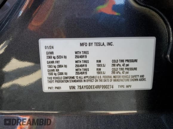 ✅ 2024 Tesla Model Y Long Range • VIN: 7SAYGDEE4RF990274 • Лот: 54239025. Опубликован ранее на Copart с пробегом 8 726 миль. Бесплатный доступ к архиву аукционных продаж из США и подробный отчёт об истории автомобиля на DreamBid. Изображение 12.