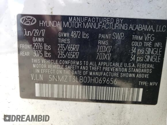 ✅ 2018 Hyundai Santa Fe 2.4L • VIN: 5NMZT3LB0JH069656 • Лот: 49268604. Опубликован ранее на Copart с пробегом 95 553 миль. Бесплатный доступ к архиву аукционных продаж из США и подробный отчёт об истории автомобиля на DreamBid. Изображение 14.