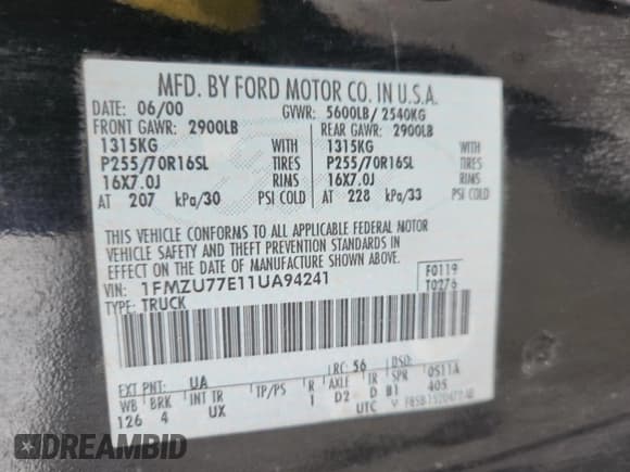 ✅ 2001 Ford Explorer Sport Trac • VIN: 1FMZU77E11UA94241 • Lot: 92632475. Listed on Copart with 197,488 mi. Free auction sales archive from the USA and detailed vehicle history report at DreamBid. Image 12.