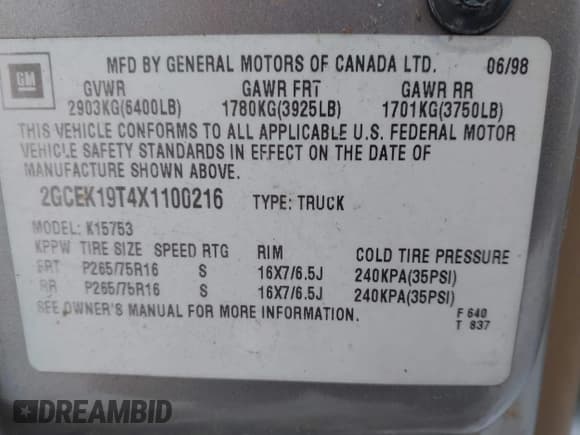 ✅ 1999 Chevrolet Silverado 1500 LS • VIN: 2GCEK19T4X1100216 • Lot: 43835309. Listed on IAAI with 229,230 mi. Free auction sales archive from the USA and detailed vehicle history report at DreamBid. Image 9.