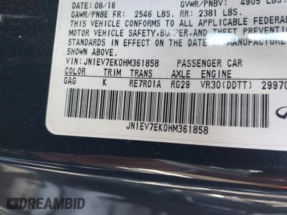 ✅ 2017 Infiniti Q60 Sport • VIN: JN1EV7EK0HM361858 • Lot: 41953436. Listed on IAAI with 75,223 mi. Free auction sales archive from the USA and detailed vehicle history report at DreamBid. Image 9.