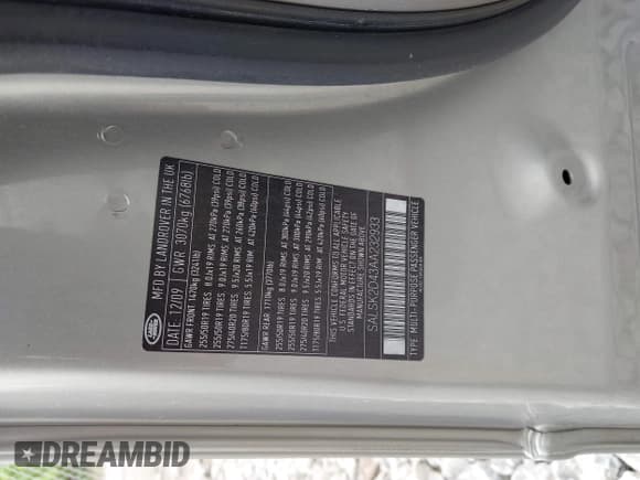 ✅ 2010 Land Rover Range Rover Sport HSE Lux • VIN: SALSK2D43AA232933 • Lot: 43042946. Listed on IAAI with 142,015 mi. Free auction sales archive from the USA and detailed vehicle history report at DreamBid. Image 9.