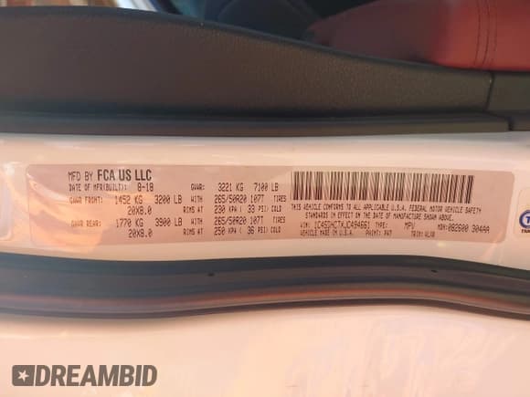 ✅ 2018 Dodge Durango R/T • VIN: 1C4SDHCTXJC494661 • Lot: 42293501. Listed on IAAI with 132,697 mi. Free auction sales archive from the USA and detailed vehicle history report at DreamBid. Image 9.