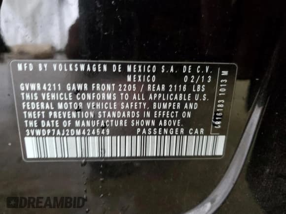 ✅ 2013 Volkswagen Jetta SE • VIN: 3VWDP7AJ2DM424549 • Лот: 52238075. Опубликован ранее на Copart с пробегом 268 512 миль. Бесплатный доступ к архиву аукционных продаж из США и подробный отчёт об истории автомобиля на DreamBid. Изображение 14.