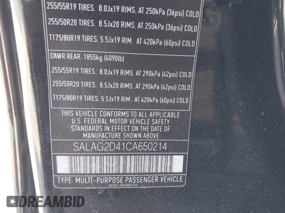 ✅ 2012 Land Rover LR4 HSE • VIN: SALAG2D41CA650214 • Lot: 41539627. Listed on IAAI with 139,293 mi. Free auction sales archive from the USA and detailed vehicle history report at DreamBid. Image 9.