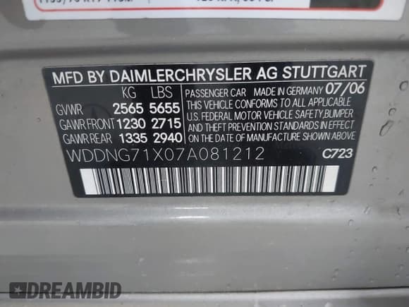 ✅ 2007 Mercedes-Benz S 550 • VIN: WDDNG71X07A081212 • Lot: 41971565. Listed on IAAI with 166,904 mi. Free auction sales archive from the USA and detailed vehicle history report at DreamBid. Image 9.