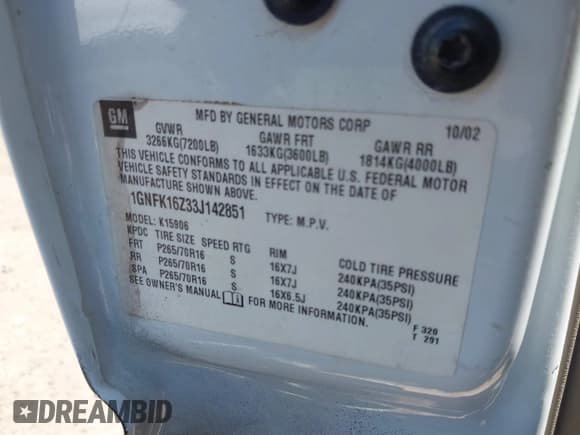 ✅ 2003 Chevrolet Suburban LT • VIN: 1GNFK16Z33J142851 • Лот: 41936134. Опубликован ранее на IAAI с пробегом 225 701 миль. Бесплатный доступ к архиву аукционных продаж из США и подробный отчёт об истории автомобиля на DreamBid. Изображение 9.