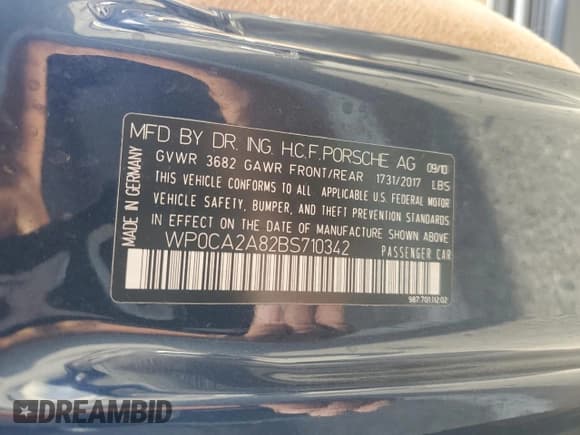 ✅ 2011 Porsche Boxster • VIN: WP0CA2A82BS710342 • Lot: 78186054. Wystawiony na Copart z przebiegiem 85 593 mil. Bezpłatny archiwum sprzedaży aukcyjnych z USA i szczegółowy raport historii pojazdu na DreamBid. Zdjęcie 12.