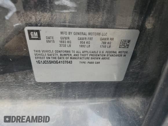 2016 Chevrolet Sonic LT z VIN 1G1JC5SH3G4107843, wystawiony jako Copart lot #64251434 z przebiegiem 118 865 mil mil oraz Czysty tytuł • Clean title. Historia ofert i sprzedaży dostępna na DreamBid. Obrazek 12.