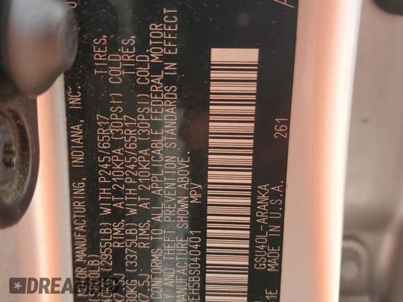 ✅ 2011 Toyota Highlander • VIN: 5TDZK3EH5BS040401 • Лот: 85406875. Опубликован ранее на Copart с пробегом 193 230 миль. Бесплатный доступ к архиву аукционных продаж из США и подробный отчёт об истории автомобиля на DreamBid. Изображение 13.