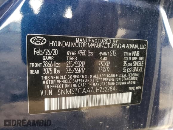 ✅ 2020 Hyundai Santa Fe SEL • VIN: 5NMS3CAA7LH232284 • Lot: 36583083. Wystawiony na Copart z przebiegiem 43 166 mil. Bezpłatny archiwum sprzedaży aukcyjnych z USA i szczegółowy raport historii pojazdu na DreamBid. Zdjęcie 15.