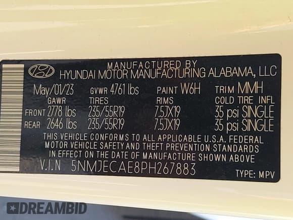 ✅ 2023 Hyundai Tucson Limited • VIN: 5NMJECAE8PH267883 • Lot: 43267605. Listed on IAAI with 22,496 mi. Free auction sales archive from the USA and detailed vehicle history report at DreamBid. Image 9.
