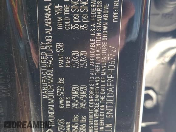 2023 Hyundai Santa Cruz Limited with VIN 5NTJEDAF9PH067727, listed as a Copart auction lot 79192424 with 36,376 mi miles and Salvage title. Bid and sale history available at DreamBid. Image 12.