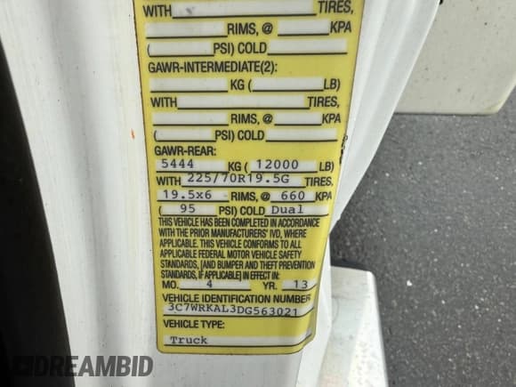 ✅ 2013 Ram 4500 • VIN: 3C7WRKAL3DG563021 • Lot: 61506875. Wystawiony na Copart z przebiegiem 177 291 mil. Bezpłatny archiwum sprzedaży aukcyjnych z USA i szczegółowy raport historii pojazdu na DreamBid. Zdjęcie 10.