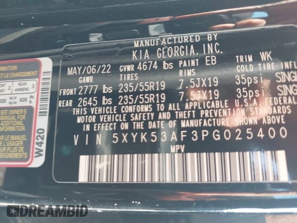 ✅ 2023 Kia Sportage SX-Prestige • VIN: 5XYK53AF3PG025400 • Lot: 41192921. Listed on IAAI with 42,170 mi. Free auction sales archive from the USA and detailed vehicle history report at DreamBid. Image 9.