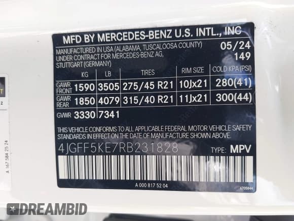 ✅ 2024 Mercedes-Benz GLS 450 • VIN: 4JGFF5KE7RB231828 • Lot: 42494721. Listed on IAAI with 14,499 mi. Free auction sales archive from the USA and detailed vehicle history report at DreamBid. Image 9.